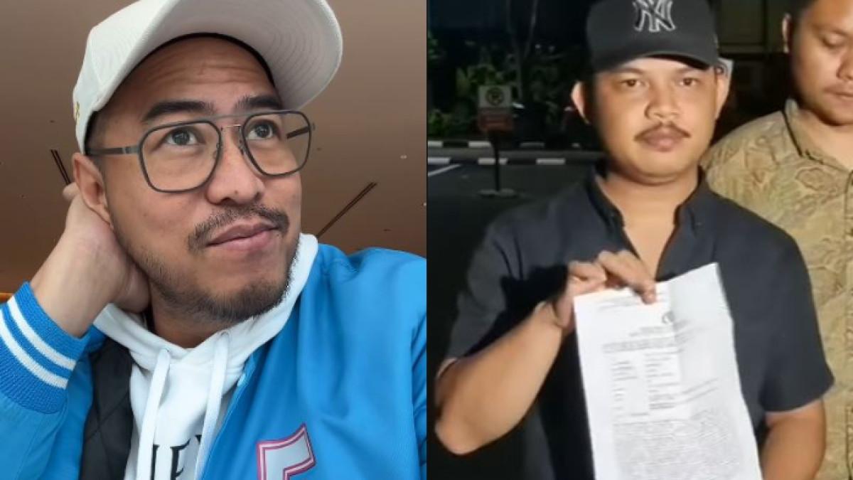 PELAPOR PANDJI PRAGIWAKSONO - Rizki Abdul Rahman Wahid (kanan) yang mengatasnamakan diri sebagai aktivis muda NU laporkan Pandji Pragiwaksono (kiri) ke Polda Metro Jaya. Ia pun membocorkan materi Pandji di Mens Rea yang membuatnya lapor polisi.