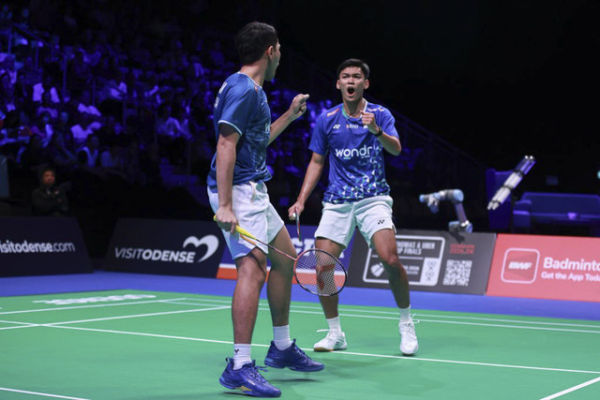 Fajar Alfian dan Shohibul Fikri&nbsp;di&nbsp;Denmark&nbsp;Open. Foto: Dok. PBSI