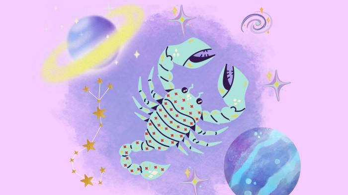 ILUSTRASI RAMALAN ZODIAK - Ilustrasi lambang zodiak Scorpio yang dibuat di Canva, Jumat (9/1/2026).