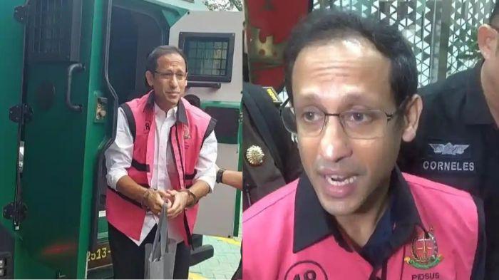 Momen eks Mendikbudristek Nadiem Makarim saat tiba di Gedung Kejaksaan Negeri Jakarta Pusat, Senin (10/11/2025)