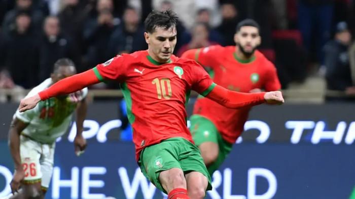 AKSI DIAZ - Pemain AC Milan, Brahim Diaz, ketika memperkuat Timnas Maroko dalam laga kedua Grup A Piala Afrika 2025 kontra Mali di Stade Prince Moulay Abdallah pada Sabtu (27/12/2025). (Instagram Timnas Maroko - 27/12/2025)