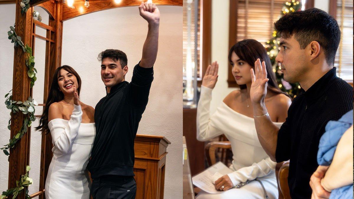 Pemberkatan pernikahan Aurelie Moeremans dengan Tyler Bigenho dilakukan di Old Orange County Courthouse, California