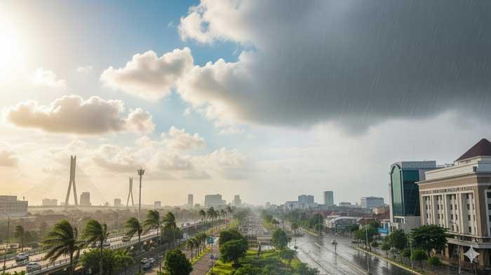 CUACA SURABAYA - Ilustrasi Ramalan Cuaca Surabaya Hari ini Jumat 19 September 2025. Cerah Berawan Sampai Siang, Waspada Hujan.