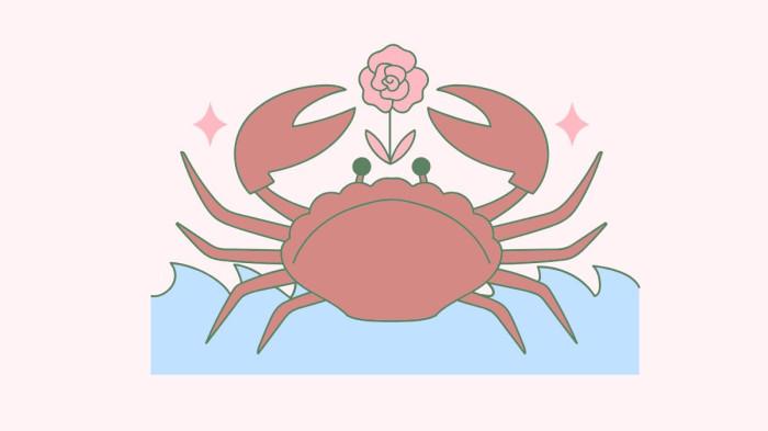 ILUSTRASI ZODIAK CANCER - Lambang zodiak Cancer yang dibuat di Canva pada Senin (25/8/2025).