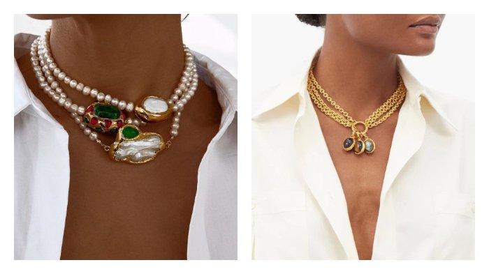 Statement necklace jadi penyelamat outfit basic karena karakternya yang bold.