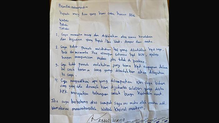 Surat Gubernur Riau Abdul Wahid