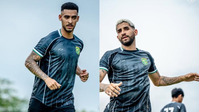 LEGIUN ASING PERSEBAYA - Dua pemain baru Persebaya Surabaya, Jefferson Silva (kiri) dan Bruno Paraiba (kanan) dalam sesi latihan tim menuju pertandingan Super League 2025/2026 menghadapi Malut United, Rabu (7/1/2026). (Instagram Persebaya - 7/1/2026)