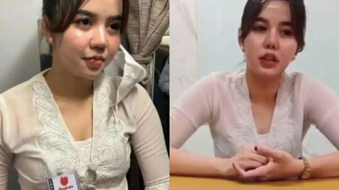 PRAMUGARI - Seorang wanita memakai seragam pramugari palsu Batik Air diperiksa di Bandara Soekarno-Hatta, Kota Tangerang. Ternyata Nisya malu ke keluarga.