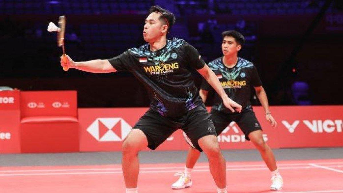 GANDA PUTRA - Ganda putra Indonesia, Sabar Karyaman Gutama/Moh Reza Pahlevi Isfahani, di BWF World Tour Finals, di Hangzhou Olympic Sports Centre Gymnasium, Kamis (12/12/2024).