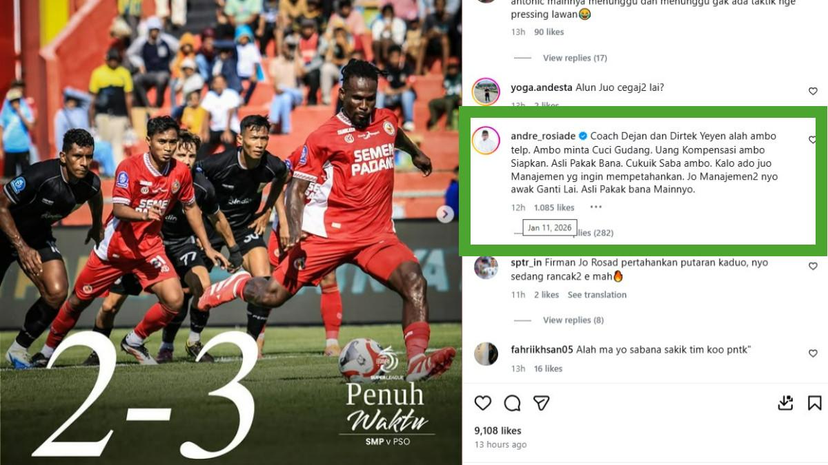 BURSA TRANSFER SEMEN PADANG - Andre Rosiade desak Dejan Antonic untuk merombak skuad Semen Padang di putaran kedua musim 2025/2026.