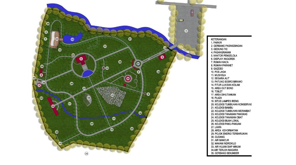 KEBUN RAYA INDROKILO - Denah Kebun Raya Indrokilo Boyolali (KRIB) di Kabupaten Boyolali, Jawa Tengah. Kebun Raya Indrokilo bakal menjadi lokasi puncak peringatan Hari Desa Nasional 2026.