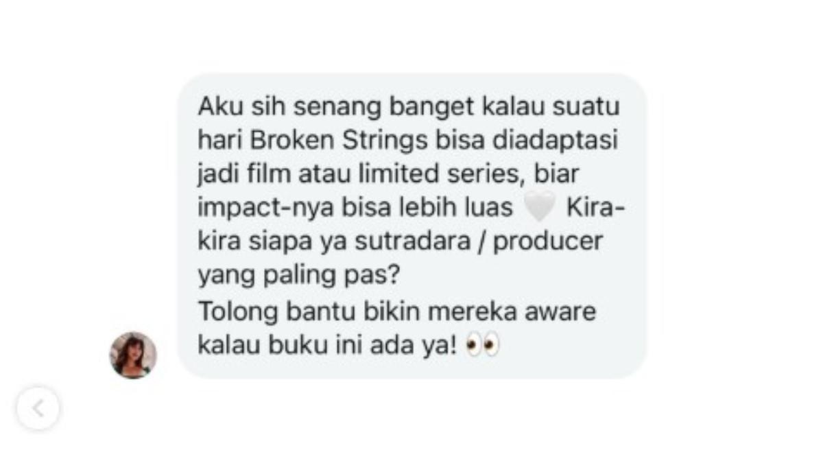 Aurelie berharap informasi tentang memoarnya bisa disebarluaskan agar menarik perhatian para sutradara film.