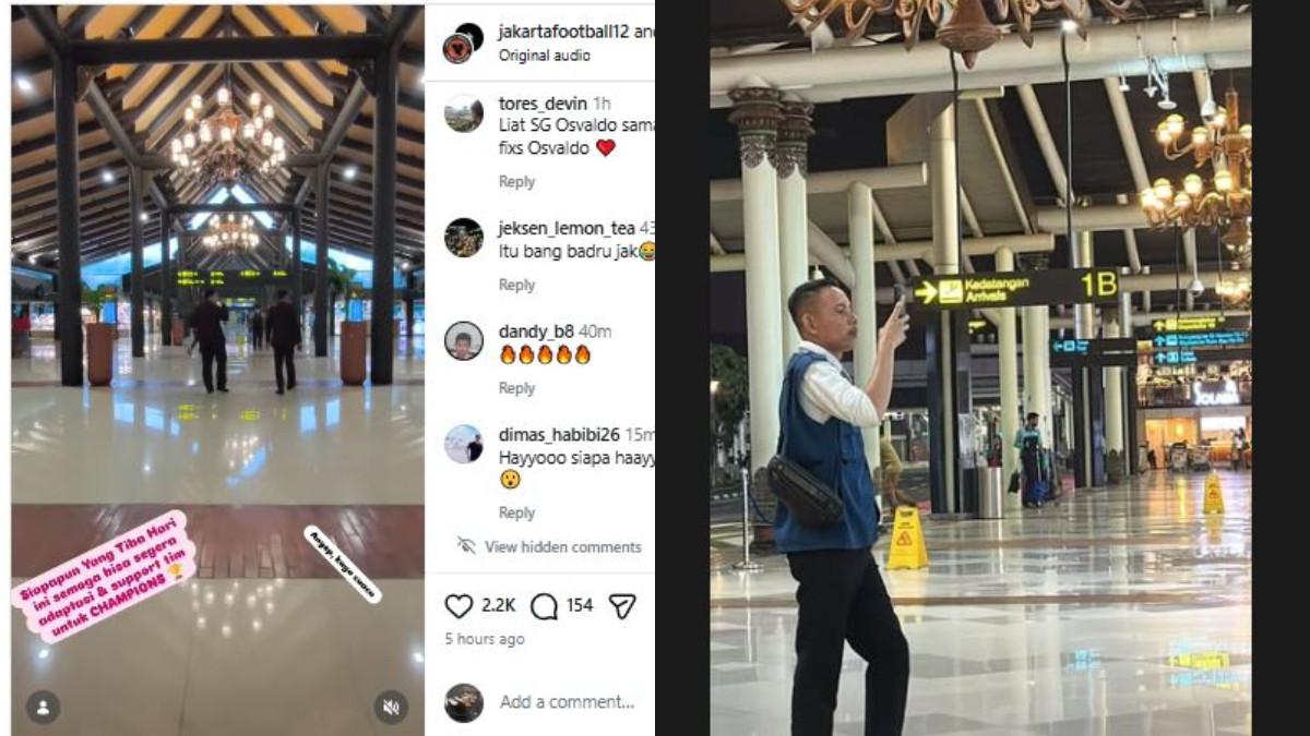 KODE OSVALDO HAAY - Potret Osvaldo Haay yang tengah di Bandara Soekarno Hatta dan kode sama dari Jakmania.