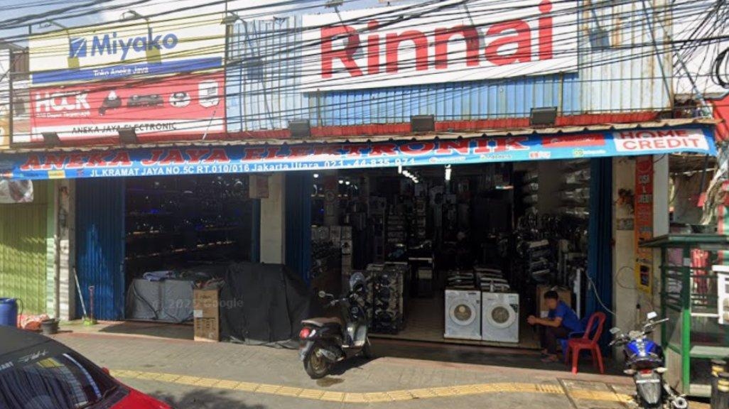 Foto Toko Aneka Jaya Elektronik di Jl. Kramat Jaya Raya No.5C 10, RT.10/RW.16, Semper Barat, Kecamatan Cilincing, Jakarta Utara, Daerah Khusus Ibukota Jakarta 14130, yang diambil Google Maps pada April 2025.