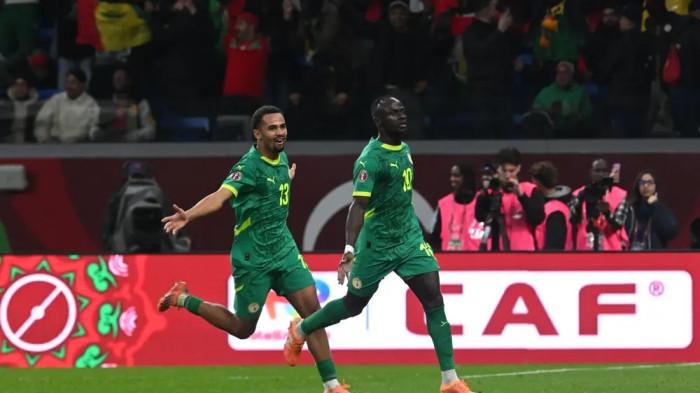 SELEBRASI SENEGAL - Pemain Timnas Senegal, Sadio Mane, merayakan gol ke gawang Mesir pada babak semifinal Piala Afrika 2025 di Stade Ibn Batouta, Maroko pada Kamis (15/1/2026). (Website CAF - 15/1/2026)