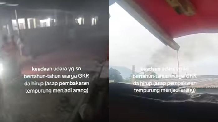 ASAP TEBAL - Gambar tangkap layar video viral di media sosial warga perum GKR mengeluhkan aktivitas pabrik di Desa Kawangkoan, Kalawat, Minahasa Utara (Minut), Sulawesi Utara yang diunggah akun Facebook @Jillistia Monoarfa @LAMBE KAWANUA OFFICIAL. Narasi disebutkan bahwa ada dugaan pencemaran udara akibat asap tebal yang dihasilkan dari aktivitas produksi pabrik tersebut dan mengakibatkan banyak balita yang terdampak ISPA.