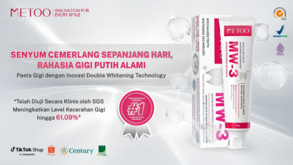 METOO MW-3 Advanced Whitening Tooth Paste mengembalikan warna gigi putih alami. Foto: Dok. Istimewa