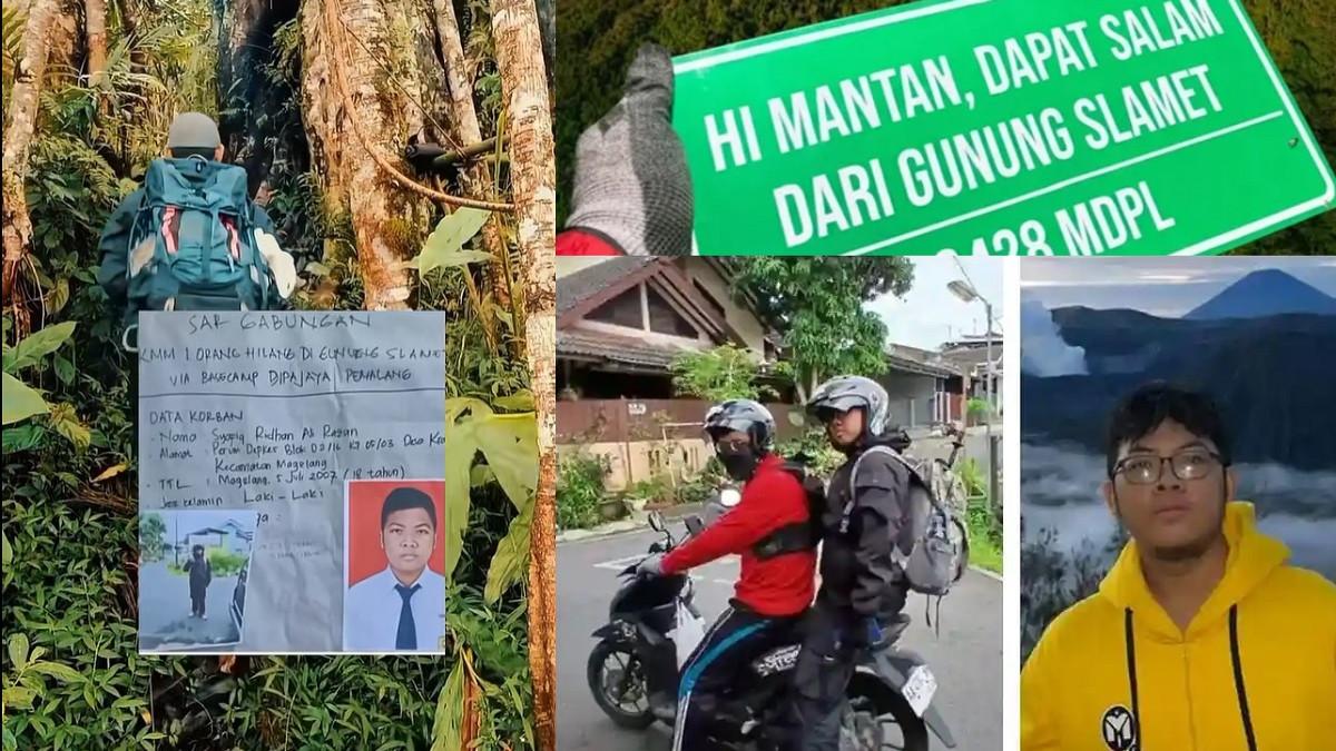 SYAFIQ GUNUNG SLAMET - Kolase potret Syafiq Ali dan Himawan, pendaki yang hilang di Gunung Slamet, Himawan berhasil selamat, sementara Syafiq Ali ditemukan tewas.
