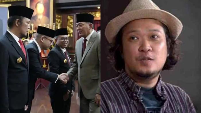 LANTIK - (kiri ke kanan) Menteri Pertahanan (Menhan) selaku Ketua Harian Dewan Pertahanan Nasional (DPN) Republik Indonesia Sjafrie Sjamsoeddin, melantik Sabrang dan 11 orang Tenaga Ahli lain di lingkungan DPN di Aula Bhinneka Tunggal Ika, Gedung Jenderal Sudirman Kementerian Pertahanan, Jakarta Pusat, Kamis (15/1/2026)Foto Sabrang diambil SURYA.CO.ID dari TribunWiki, Jumat (16/1/2026)