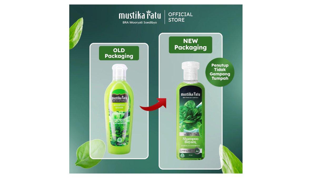Ilustrasi packaging terbaru dari produk Mustika Ratu Shampoo Bayam untuk rambut rontok