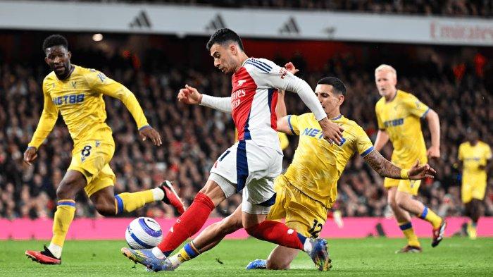 ARSENAL VS PALACE - Aksi Gabriel Martinelli (Arsenal) saat melawan Crystal Palace di Emirates Stadium pada lanjutan matchday ke-34 Liga Inggris 2024/2025, Kamis (24/4/2025) dini hari WIB. (Diunduh dari laman Arsenal - 24/4/2025)