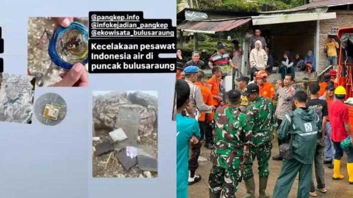 SERPIHAN PESAWAT- Pendaki merekam diduga serpihan Pesawat ATR 42-500 milik Indonesia Air di Transport di atas Gunung Bulusaraung pada Sabtu (17/1/2026) sore ini.Pesawat itu ditemukan satu jam yang lalu di wilayah Kabupaten Maros, Sulawesi Selatan (Sulsel).Salah satu pendaki merekam potongan serpihan pesawat yang terbakar dan memperlihatkan benda bulat bergambar burung Garuda.