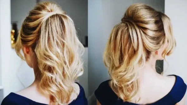 woman showing voluminous ponytail