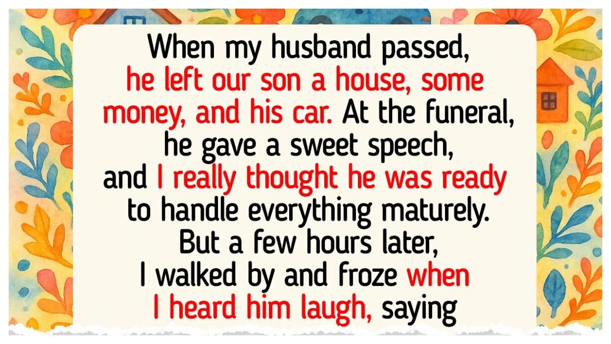 Setelah suaminya meninggal dan meninggalkan rumah, uang, serta mobil untuk putra mereka, sang ibu awalnya berpikir putranya siap menghadapi warisan itu. Namun ia terkejut beberapa jam kemudian mendengar gelak tawa putranya yang membuatnya memutuskan untuk menolak memberikan warisan tersebut agar ia belajar berdiri sendiri.