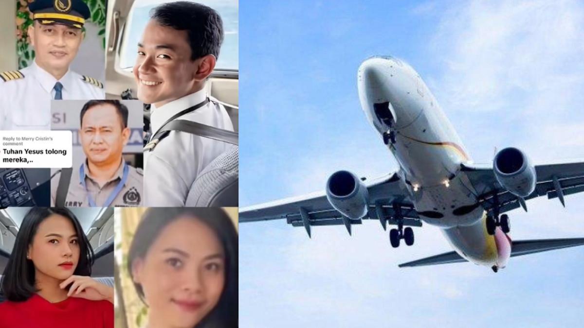 KORBAN PESAWAT ATR - Kolase potret para korban pesawat ATR yang jatuh dan ilustrasi pesawat