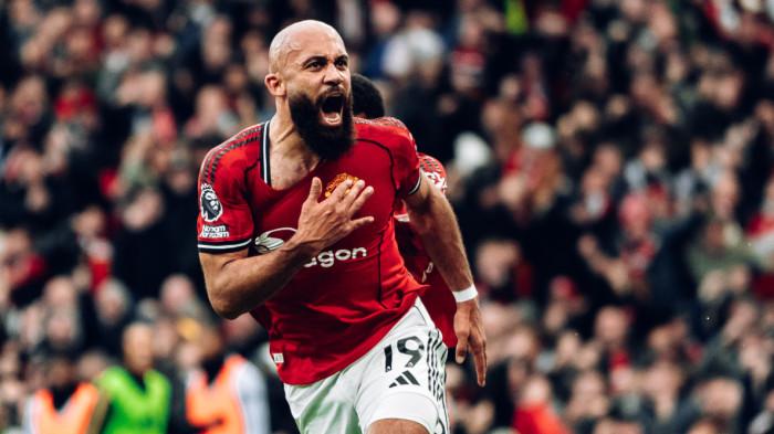 SELEBRASI - Penyerang Manchester United, Bryan Mbeumo merayakan gol saat menjebol gawang Manchester City pada pekan ke-22 Liga Inggris di Old Trafford, Sabtu (17/1/2026) malam WIB. Manchester United berhasil memenangkan laga derbi 2-0.