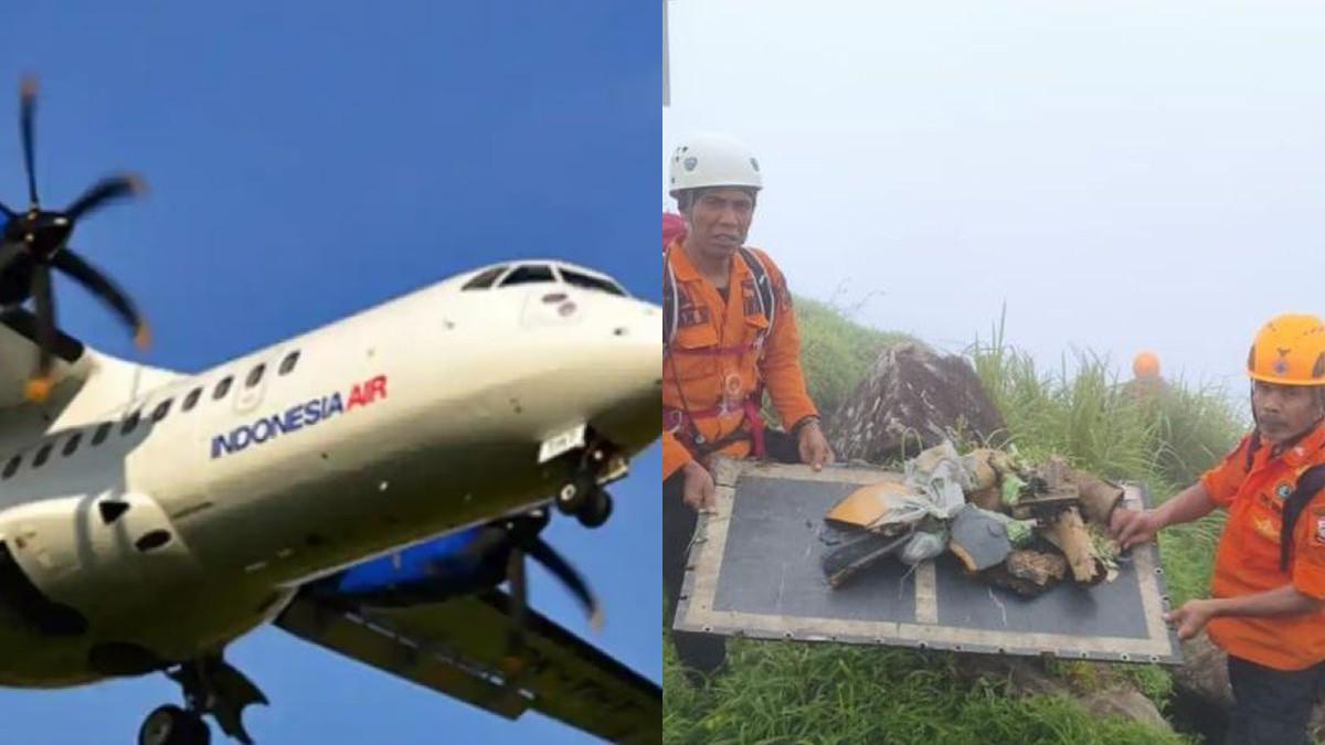 PESAWAT JATUH - Tim SAR Gabungan menunjukkan serpihak pesawat ATR 42-500 diisekitar lokasi kecelakaan jatuhnya pesawat naas tersebut di wilayah Taman Nasional Bantimurung-Bulsaraung Kabupaten Maros, Sulawesi Selatan, Minggu (18/1/2026).