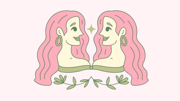 ILUSTRASI ZODIAK GEMINI - Lambang zodiak Gemini yang dibuat di Canva pada Senin (25/8/2025).