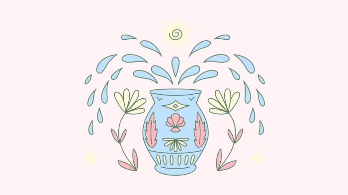 ILUSTRASI ZODIAK AQUARIUS - Lambang zodiak Aquarius yang dibuat di Canva pada Senin (25/8/2025).