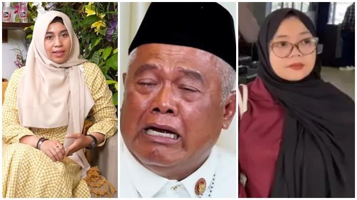 REAKSI ANAK YAI MIM - Kolase Rosidah, istri Yai Mim (kiri) Yai Mim (tengah) Sahara (kanan). Yai Mim menceritakan respon anak-anaknya soal konfliknya dengan Nurul Sahara yang tengah viral.