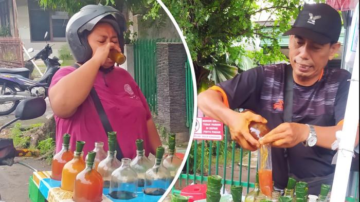 TREN JAMU - Suasana lapak jamu milik Sudino (50) di Jalan Setia Budi, Kecamatan Banjarsari, Kota Solo, Jawa Tengah, Sabtu pagi (17/01/2026).