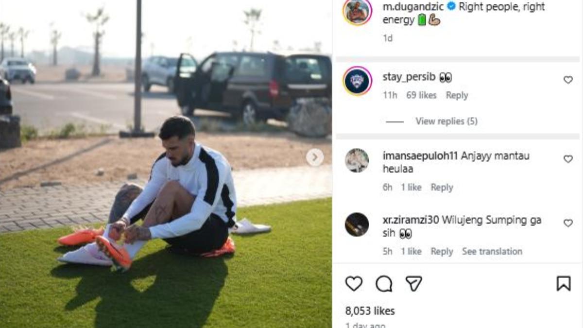 KODE - Sematan kode akun fans base Persib Bandung pada unggahan terkini Marko Dugandzic.