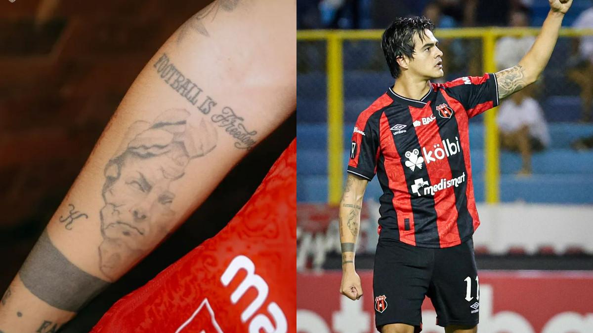 BURSA TRANSFER BALI UNITED - Kolase foto bocoran pemain anyar Bali United (kiri) yang ternyata identik dengan tato milik Diego Campos (kanan), Rabu (21/2/2026).