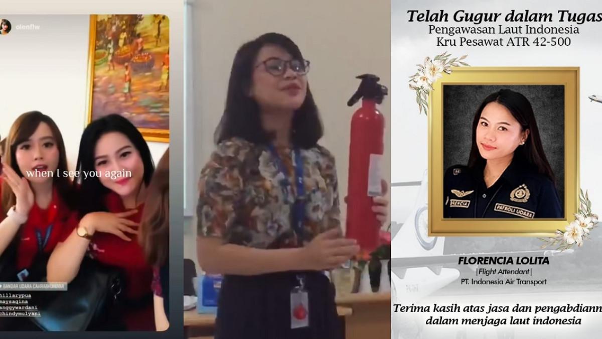 KORBAN PESAWAT ATR - Kolase potret pramugari Florencia Lolita yang dinyatakan gugur dalam tugas, junior ungkap kebaikan mendiang