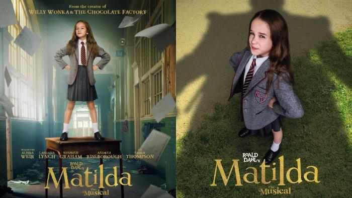 Kolase poster film Netflix 'Roald Dahl's Matilda the Musical (2022)' yang dibintangi Alisha Weir.