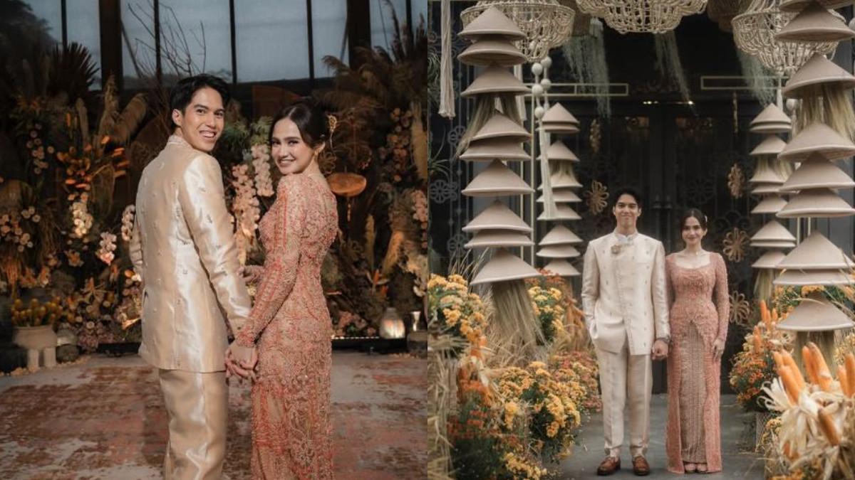 Pada momen lamaran, Syifa Hadju tampil anggun dalam balutan kebaya modern berpotongan panjang karya Studio BOH.