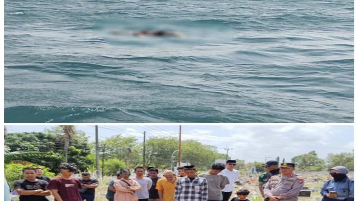 PEKERJA DI BINTAN TEWAS - Kolase foto saat jenazah Rian Irawan alias Mali (24), pekerja PT Shandong Geologi Eksplorasi ditemukan mengapung di perairan Pulau Poto, Desa Kelong, Kecamatan Bintan Pesisir, Kamis (22/1/2026) sekira pukul 08.40 WIB.
