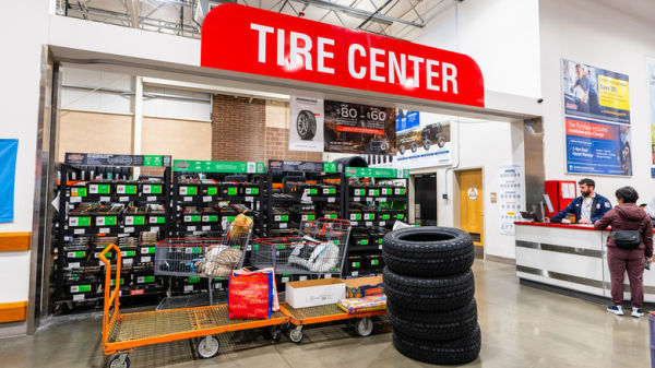 Costco automotive center with Interstate batteries displayed