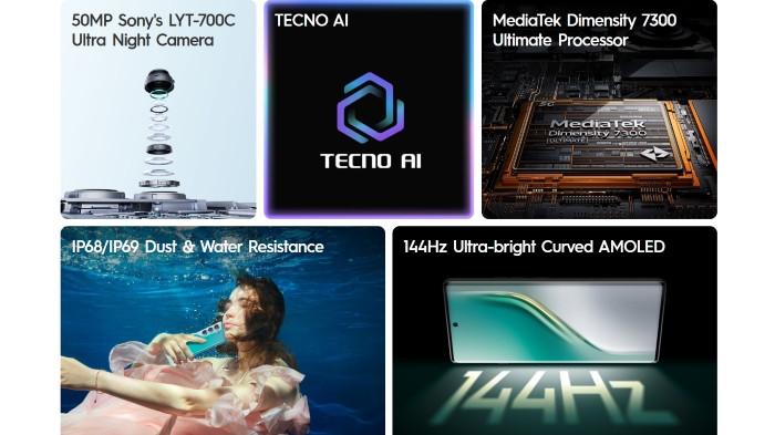 Fitur-fitur unggulan lainnya dari Tecno Camon 40 Pro 5G.