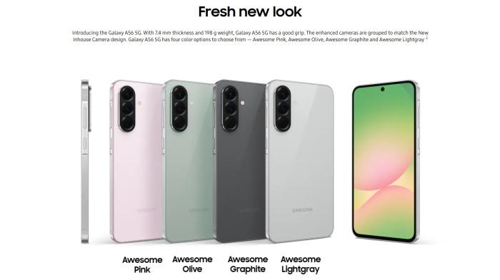 Varian warna Samsung Galaxy A56 5G.