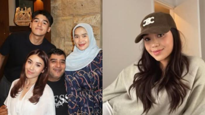 FOTO KOLASE LULAH- Lula Lahfah saat foto bersama Ibu (berjilbab) dan ayah adiknya (akun instagram lulalahfah)