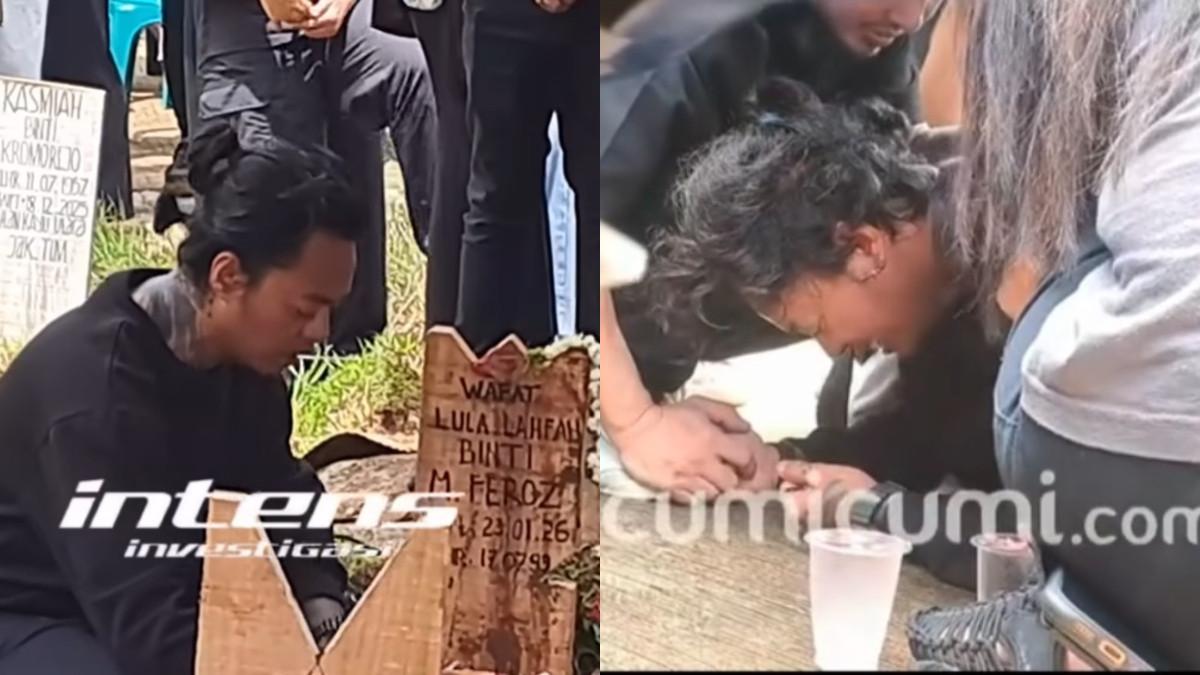 Di dekat mobilnya, Reza Arap menangis histeris hingga tersungkur di tanah.