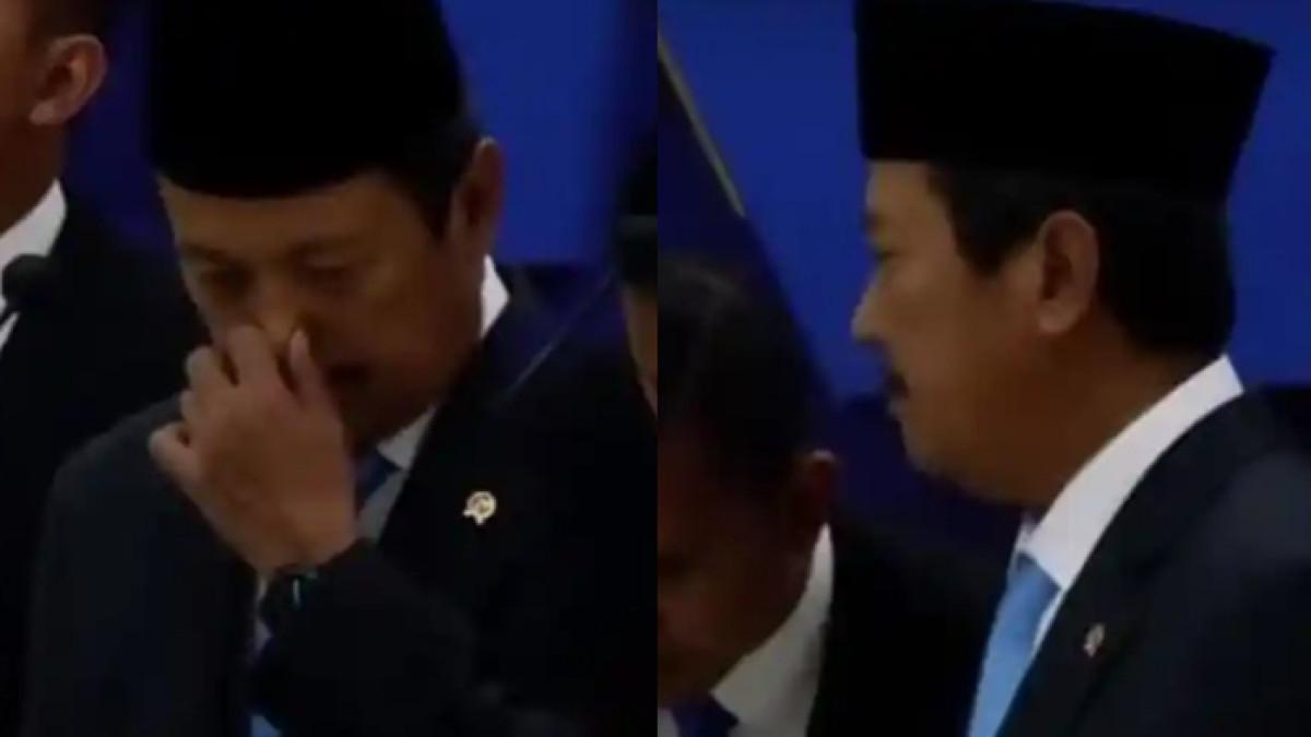 MENTERI PINGSAN - Menteri Kelautan dan Perikanan (KKP) Sakti Wahyu Trenggono pingsan di upacara penghormatan korban pesawat ATR 42-500