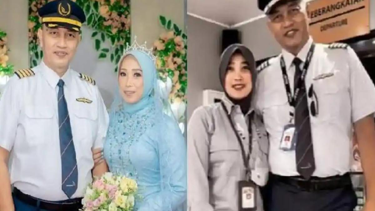 SOSOK -- Kolase potret Captain Andy Dahananto dan istri keduanya, Lina | Widyarlina atau akrab disapa Lina, istri kedua Capt Andy Dahananto pilot pesawat ATR 42-500 yang jatuh di Maros, berharap bertemu suami untuk terakhir kalinya.