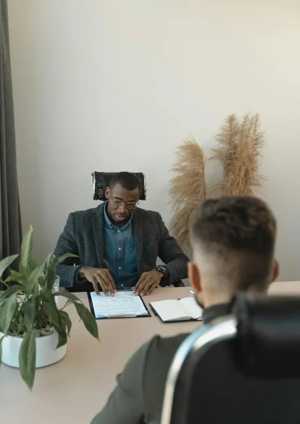 man in stressful job interview