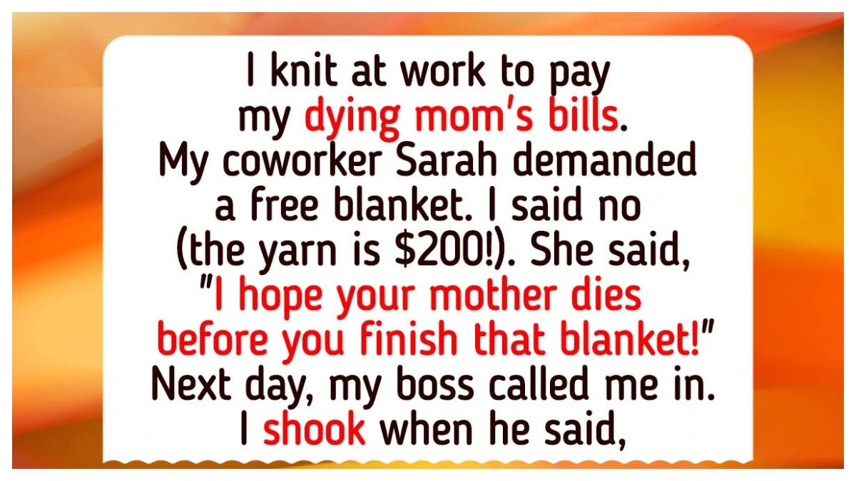 Aku rajut di waktu istirahat untuk membantu membayar tagihan medis ibuku, dan seorang rekan kerja meminta aku membuat selimut besar untuknya tanpa biaya. Setelah aku dengan jelas menjelaskan biaya bahan dan waktu yang diperlukan, dia justru mengeluh ke bos bahwa aku menjalankan “usaha di tempat kerja” dan tidak kooperatif. Boss dan HR akhirnya turun tangan, mengklarifikasi kebijakan tentang tekanan untuk kerja gratis, dan rekan kerja itu kini tidak lagi berbicara denganku.